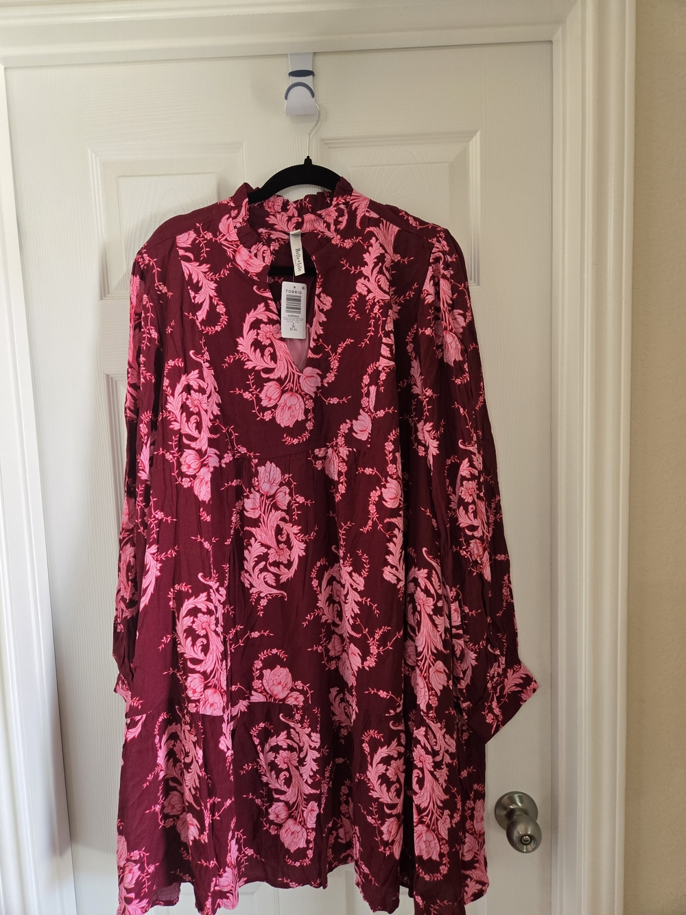 torrid Maroon Dress with Hot Pink Floral Print